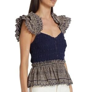 Sea New York Marley Smocked Sleeveless Top Size M